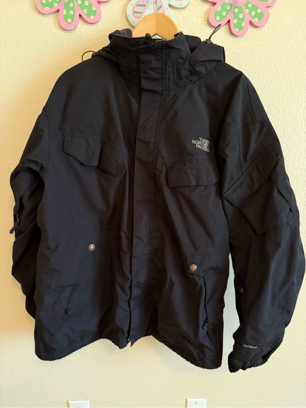 The North Face Black Hooded Outdoor Jacket Size Men’s L